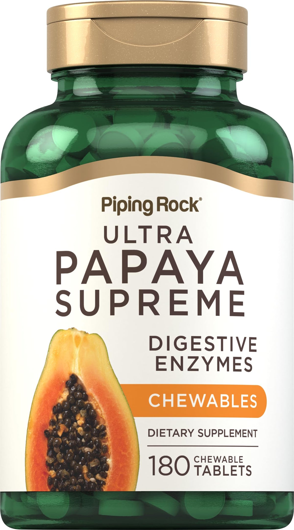Piping Rock Enzymes à Mâcher à la Papaye flacon de 180 comprimés