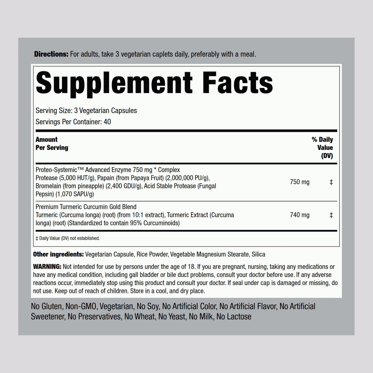 Piping Rock Enzymes Protéolytiques 120 Capsules emballage