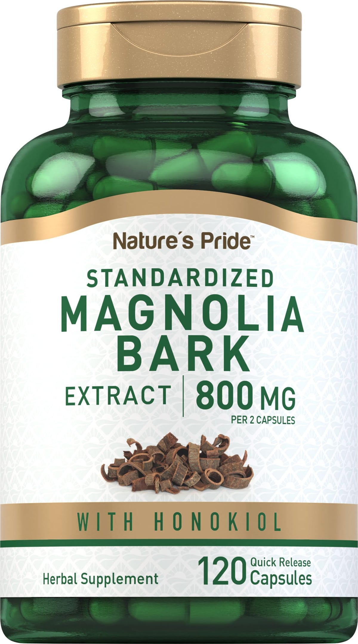 Piping Rock Extrait d'Écorce de Magnolia 800mg 120 Capsules vue de face