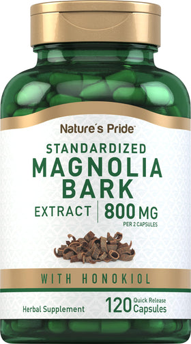 Piping Rock Extrait d'Écorce de Magnolia 800mg 120 Capsules vue de face