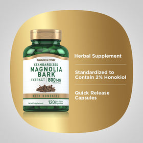 Piping Rock Extrait d'Écorce de Magnolia 800mg sur fond blanc