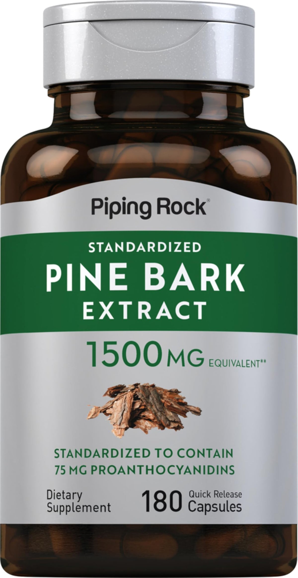 Piping Rock Extrait d'écorce de pin capsules 180 comprimés vue de face