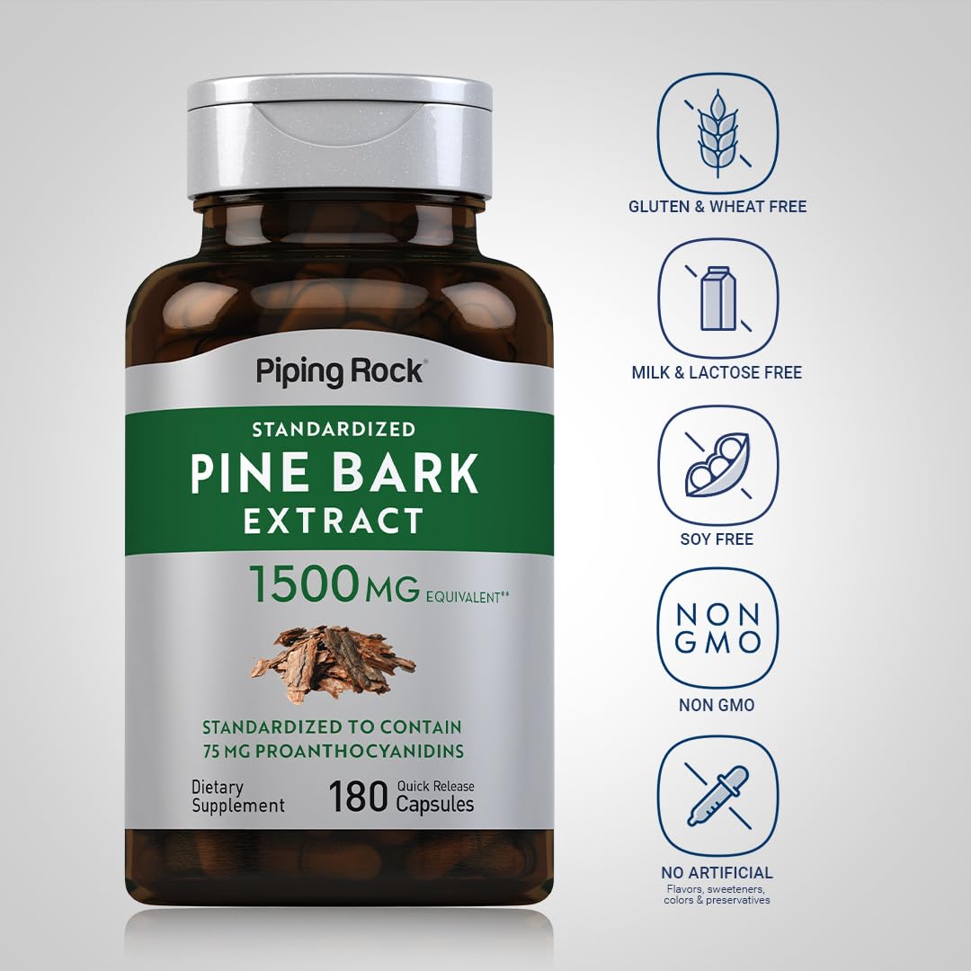 Piping Rock Extrait d'écorce de pin capsules côté droit