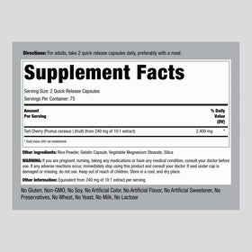 Piping Rock Extrait de Cerise Acide 150 Capsules arrière