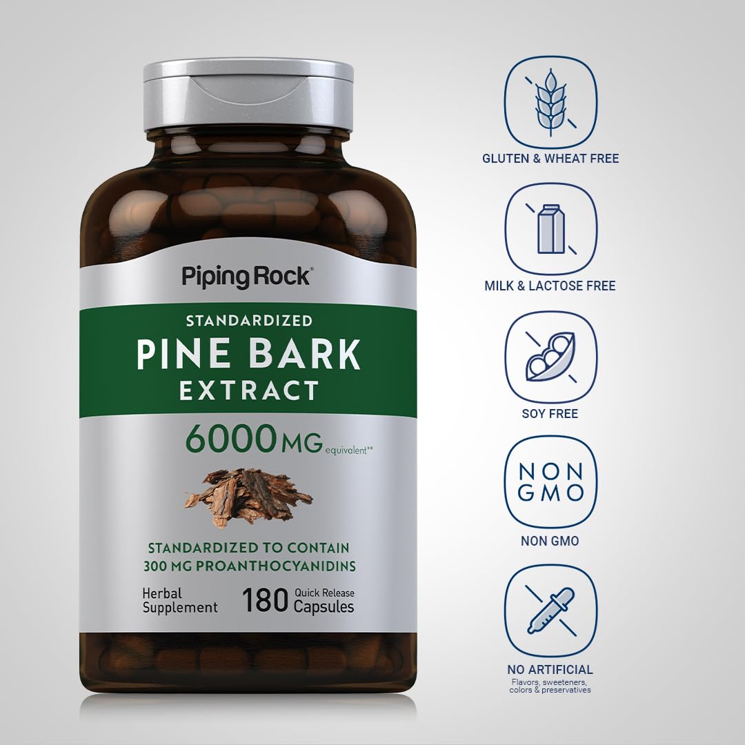 Piping Rock Extrait de Écorce de Pin Capsules avec étiquette visible