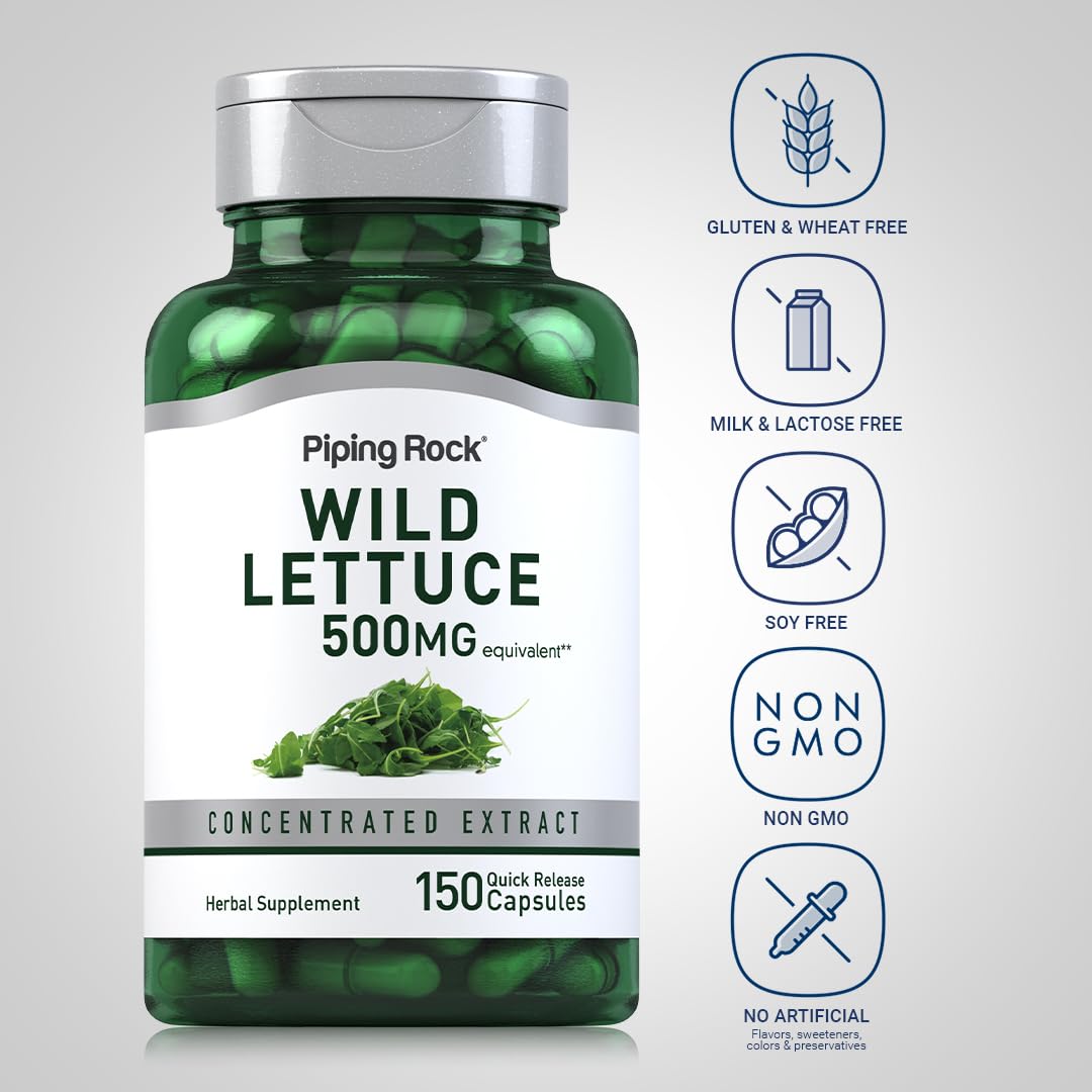 Piping Rock Extrait de Laitue Sauvage 150 Capsules côté