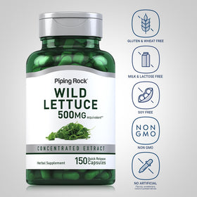 Piping Rock Extrait de Laitue Sauvage 150 Capsules côté