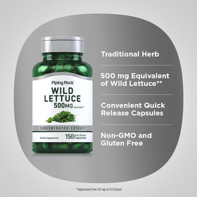 Piping Rock Extrait de Laitue Sauvage 150 Capsules en présentation