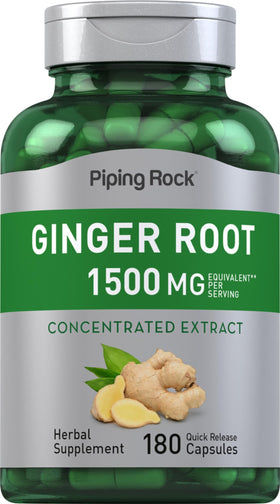 Piping Rock Extrait de Racine de Gingembre 180 capsules vue de face