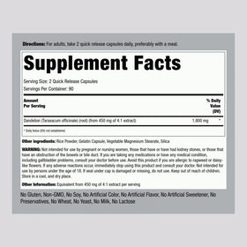 Piping Rock Extrait de Racine de Pissenlit 180 Capsules étiquette sur le flacon