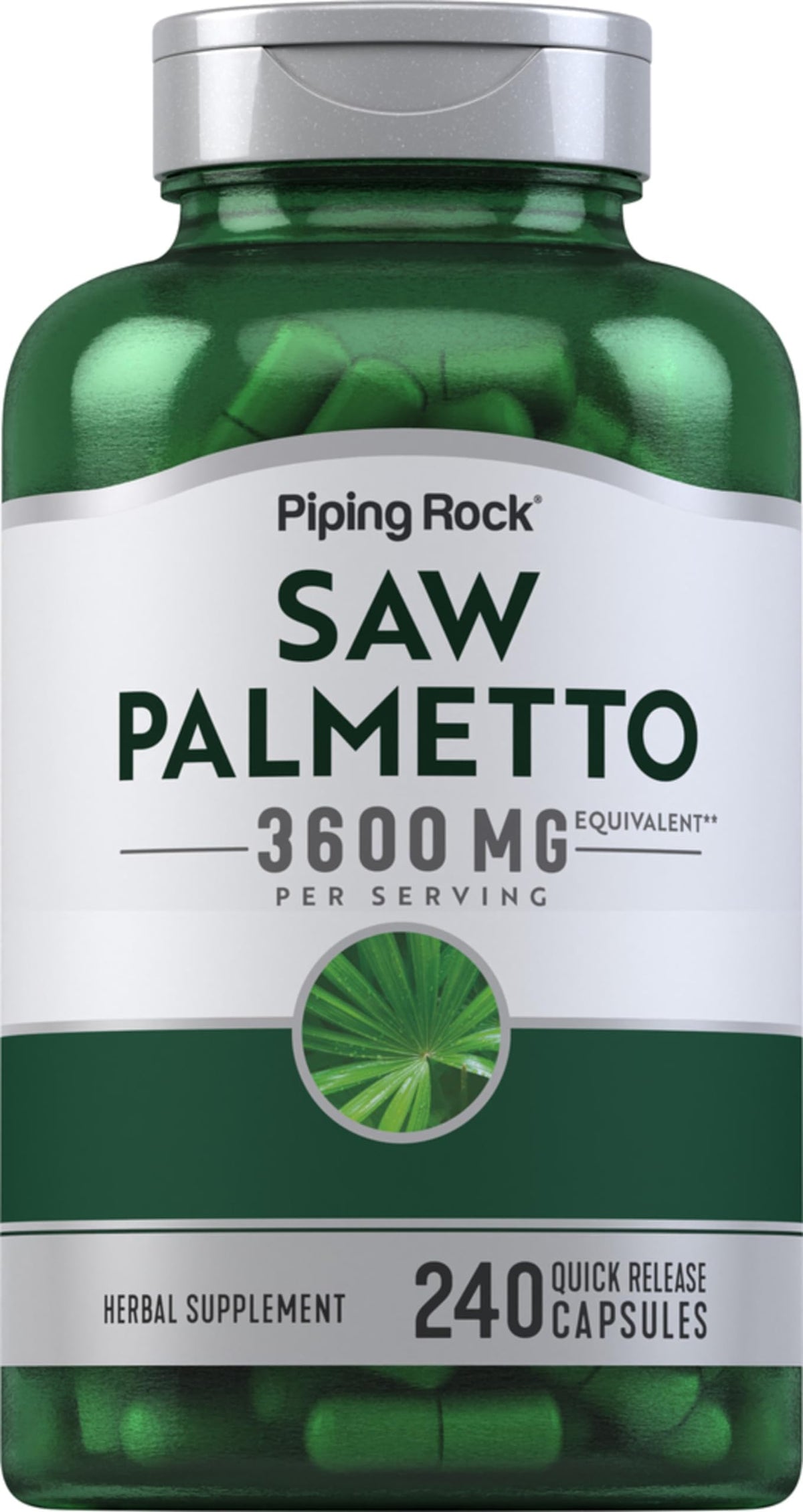 Piping Rock Extrait de Saw Palmetto 240 capsules vue de face