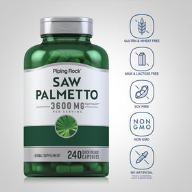 Piping Rock Extrait de Saw Palmetto capsules sur une surface en bois