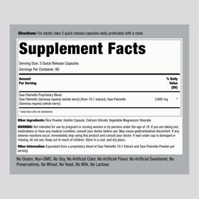 Piping Rock Extrait de Saw Palmetto emballage et capsules