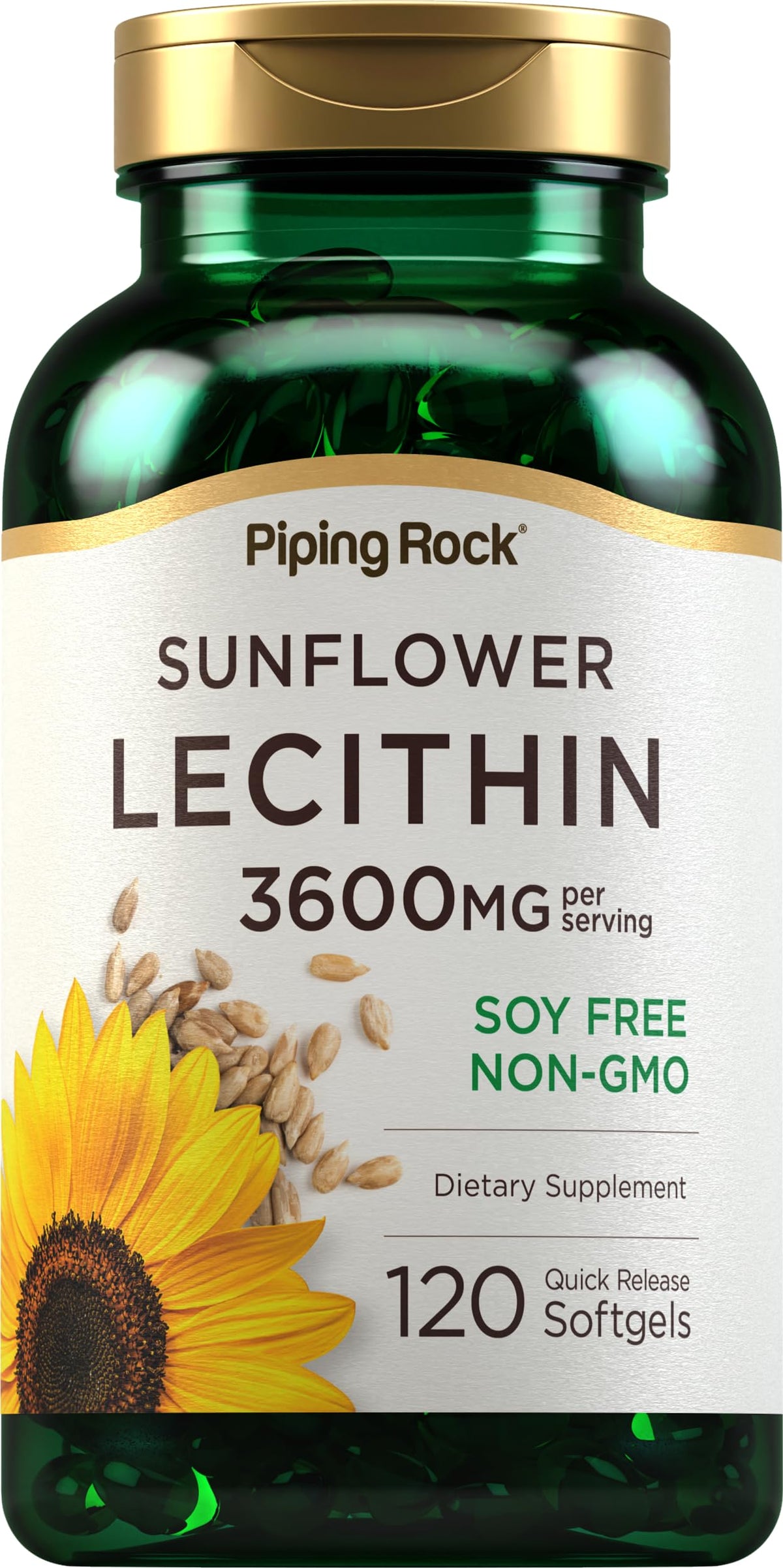 Piping Rock gélules de lécithine de tournesol 3600 mg boîte avant