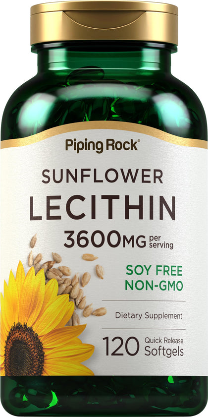 Piping Rock gélules de lécithine de tournesol 3600 mg boîte avant