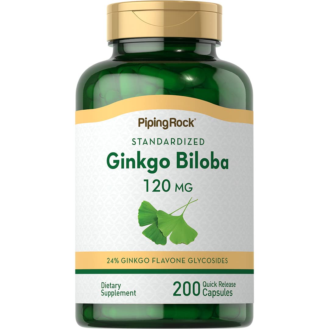Piping Rock Ginkgo Biloba 120mg 200 capsules vue de face