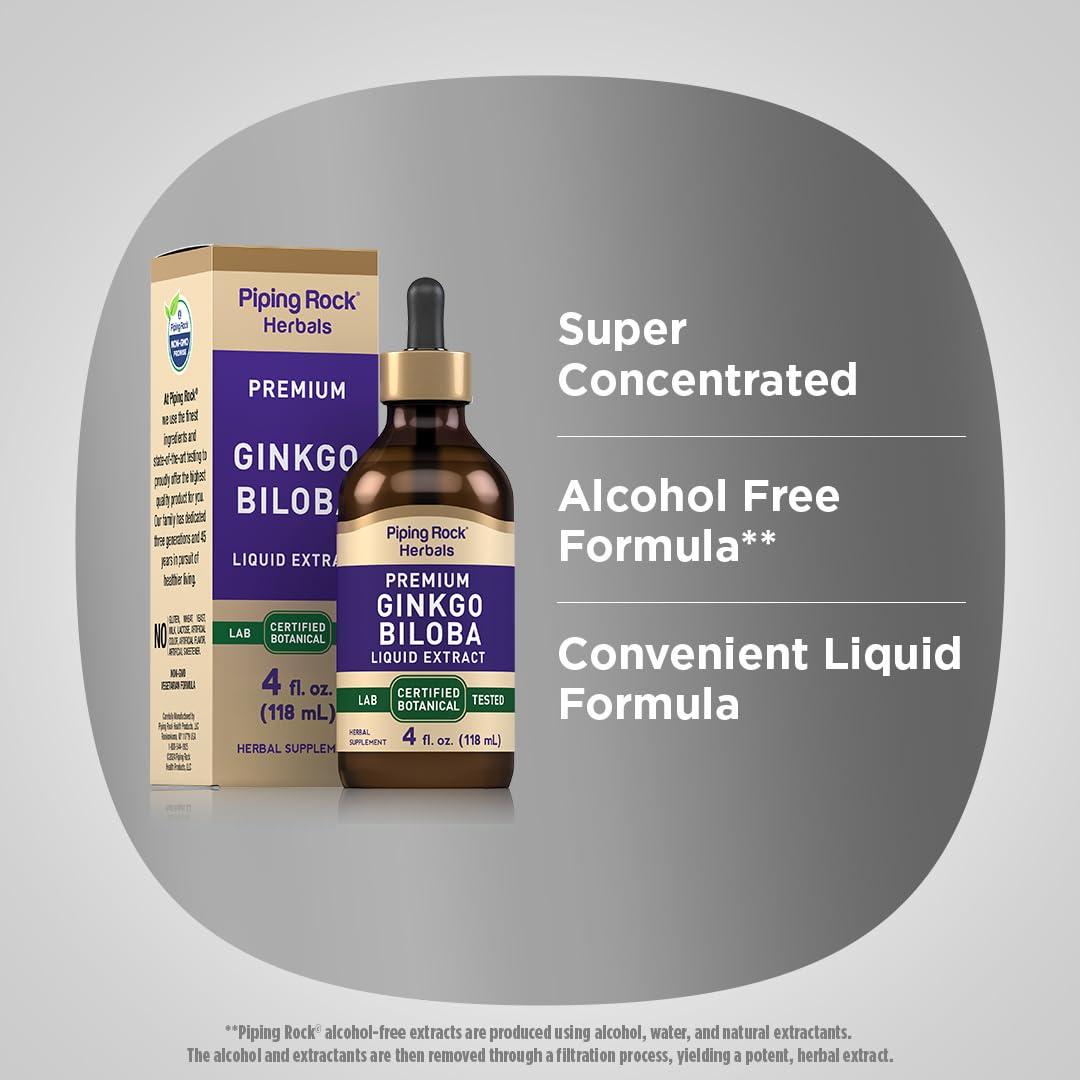 Piping Rock Ginkgo Biloba 4 fl oz vue de côté