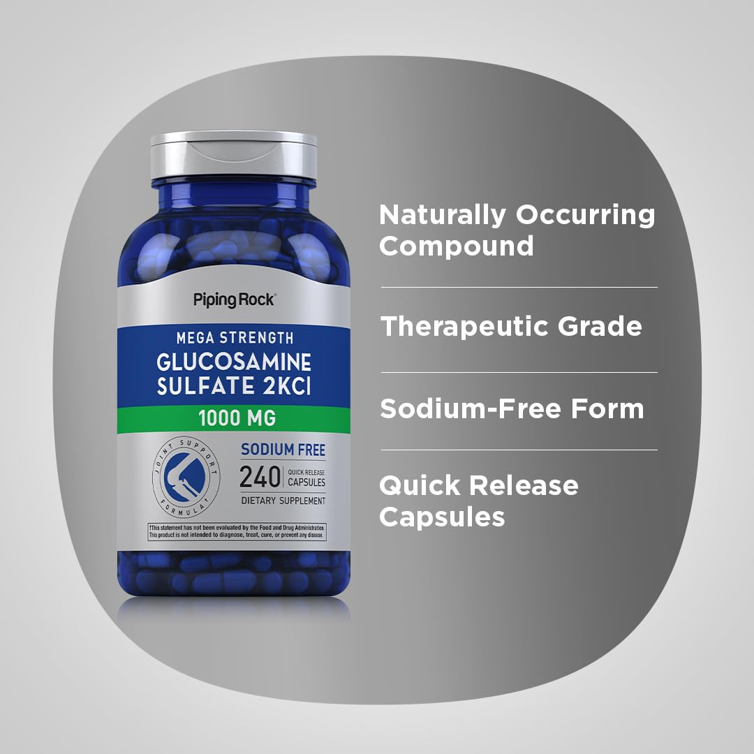 Piping Rock Glucosamine Capsules sur une table