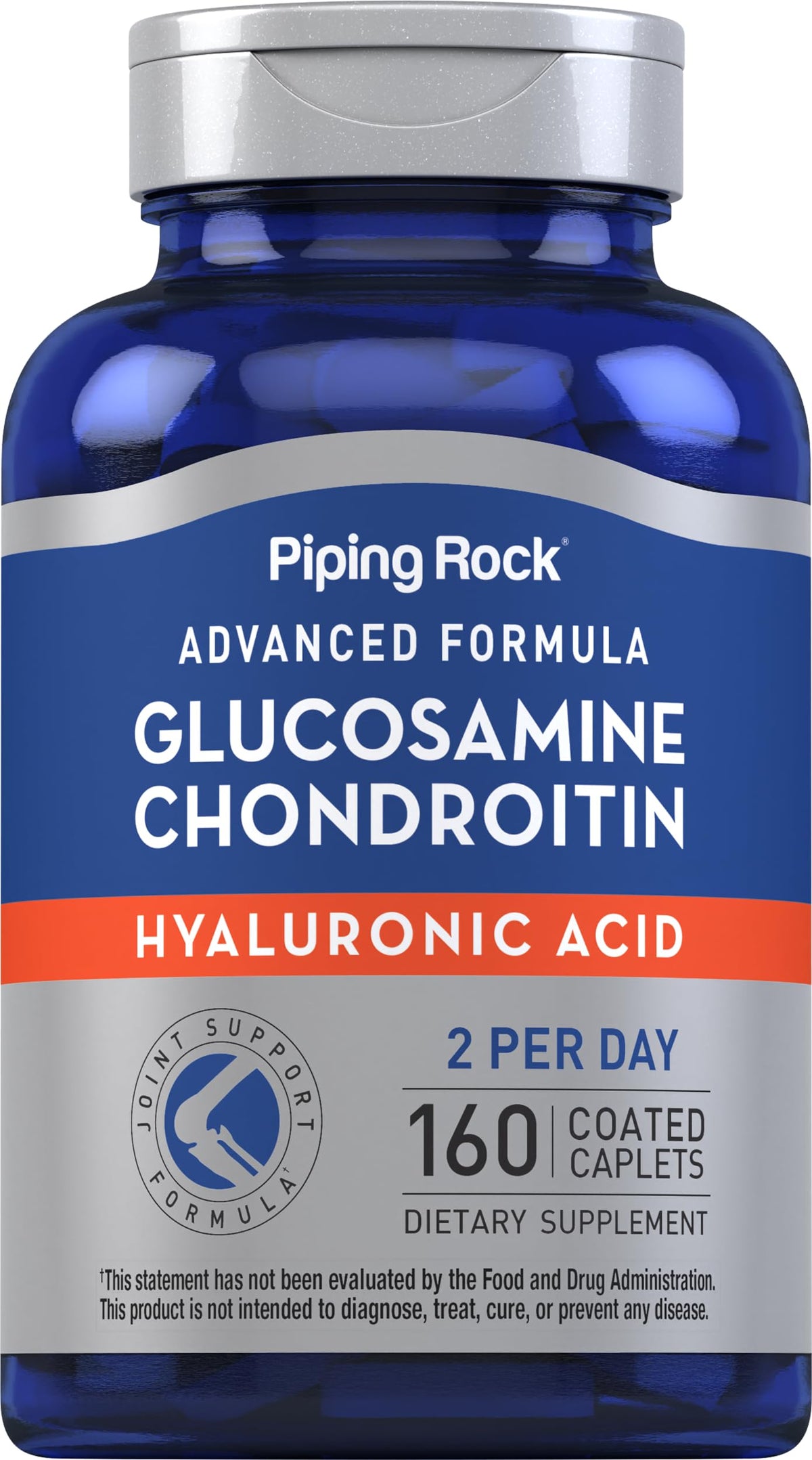 Piping Rock Glucosamine Chondroitin 160 comprimés avec acide hyaluronique vue de face