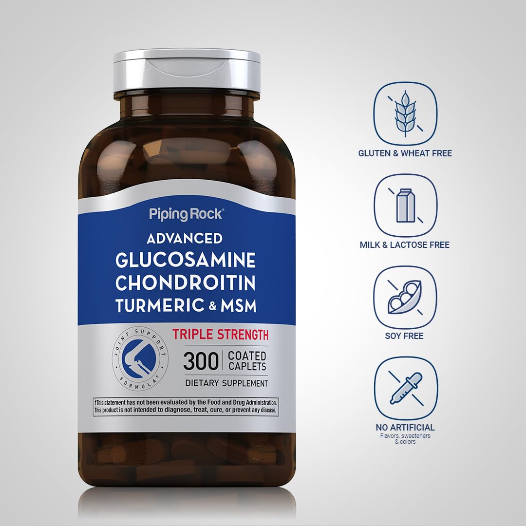 Piping Rock Glucosamine Chondroitin MSM comprimés avec étiquette