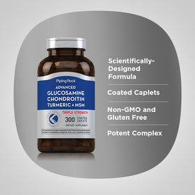 Piping Rock Glucosamine Chondroitin MSM comprimés sur fond blanc