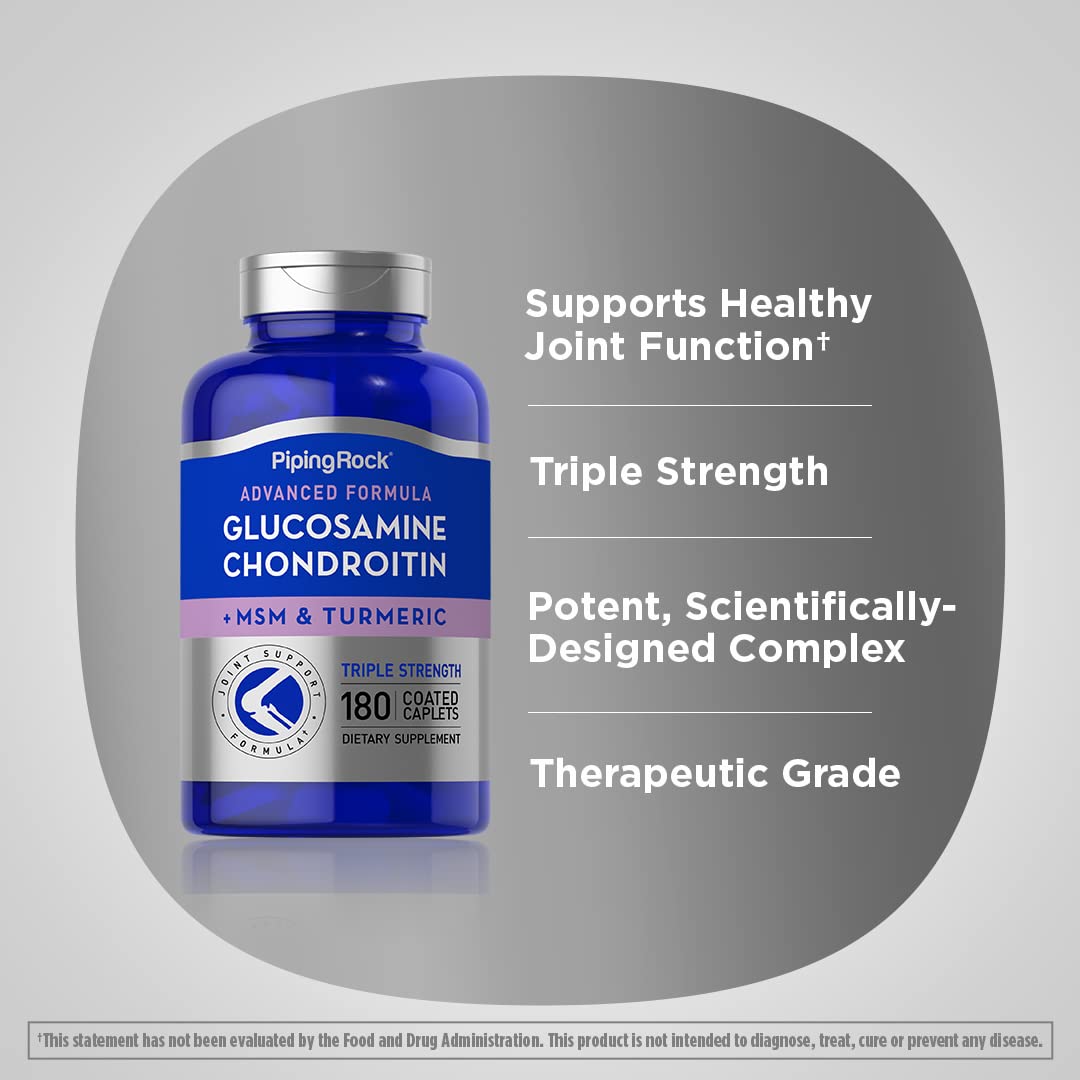 Piping Rock Glucosamine Chondroitin MSM Curcuma comprimés enrobés