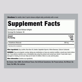 Piping Rock Glutathione Liposomal 500mg détails des capsules