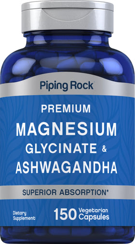Piping Rock Glycinate de Magnésium et Ashwagandha 150 Capsules vue de face