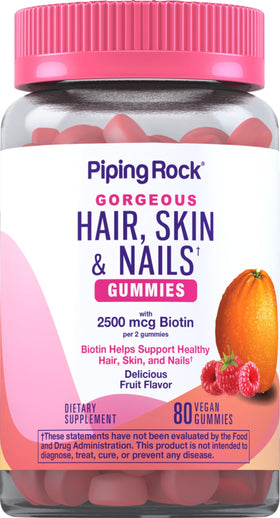 Piping Rock gummies Cheveux, Peau et Ongles en pot avec étiquette