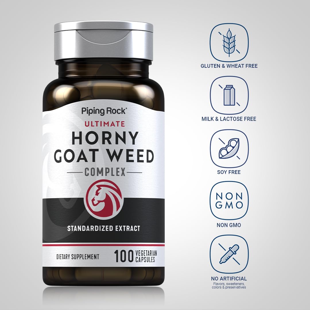 Piping Rock Horny Goat Weed 100 capsules avec étiquette visible