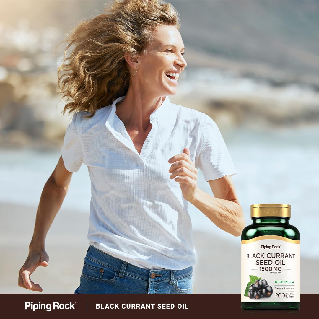 Piping Rock Huile de Graines de Cassis 1500mg Capsules Mollles avec étiquette