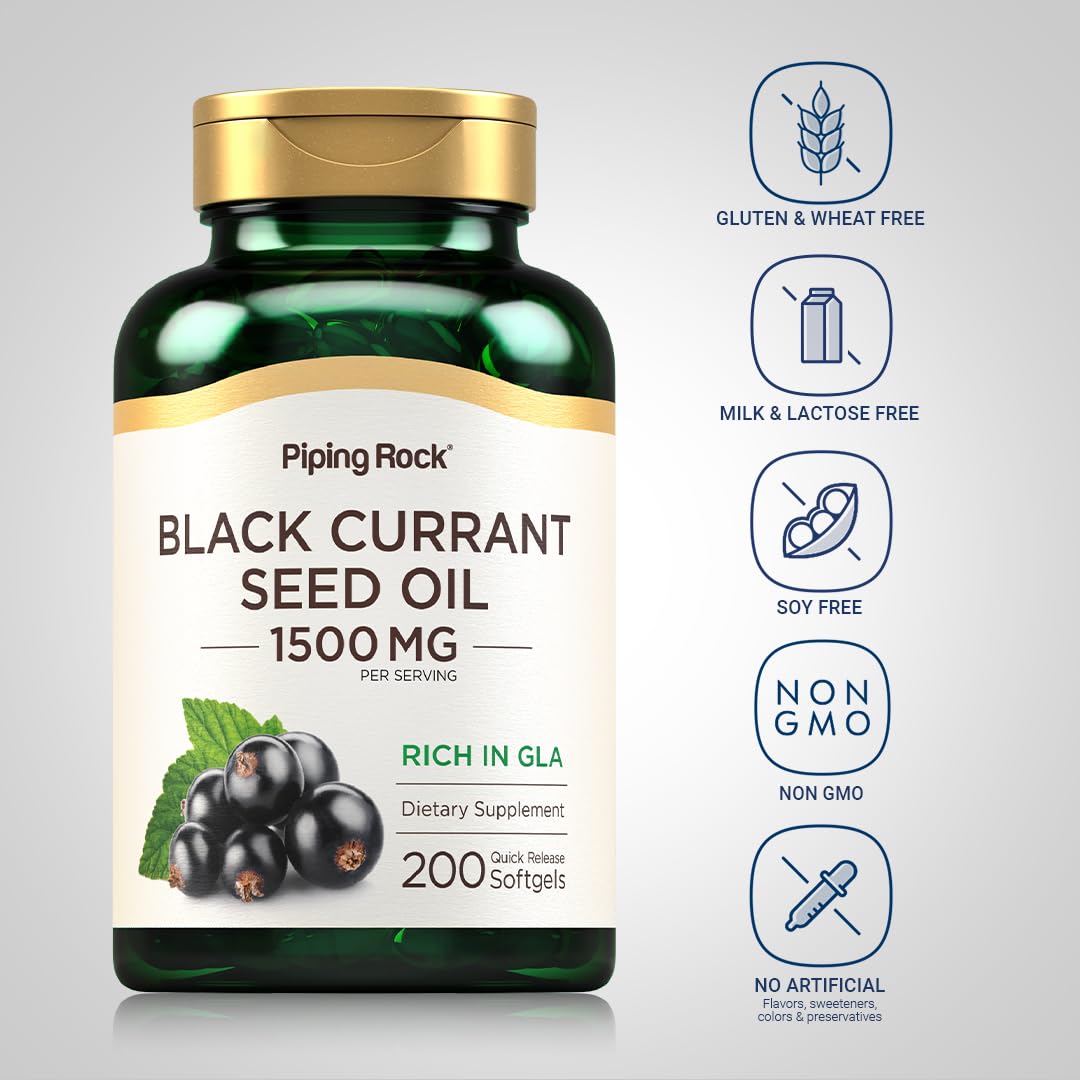 Piping Rock Huile de Graines de Cassis 1500mg Capsules Mollles côté