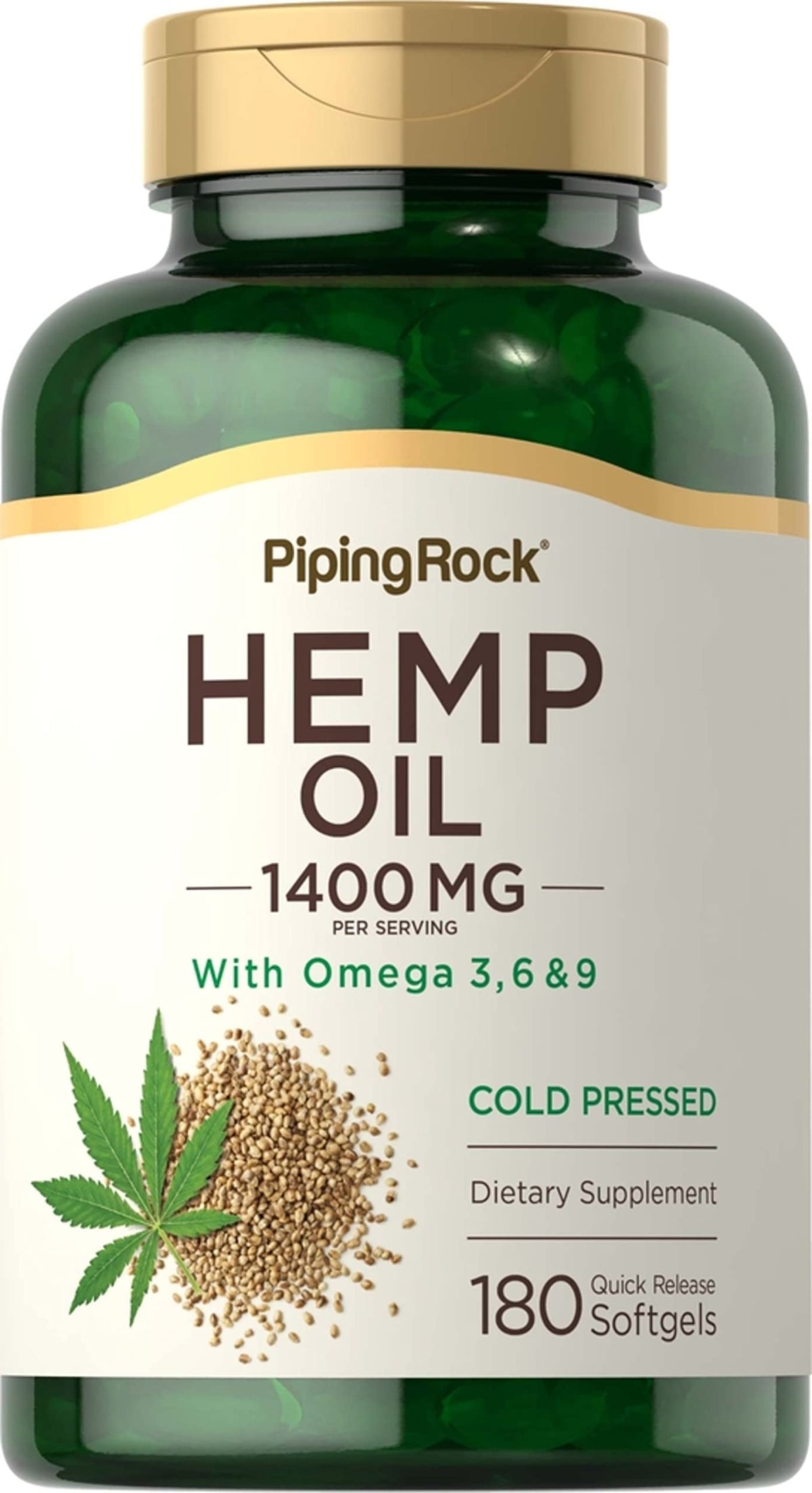 Piping Rock Huile de Graines de Chanvre 1400mg gélules molles vue de face