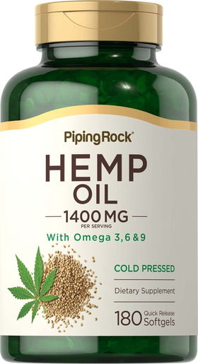 Piping Rock Huile de Graines de Chanvre 1400mg gélules molles vue de face
