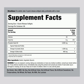 Piping Rock Huile de Graines de Citrouille Capsules 1000mg détail
