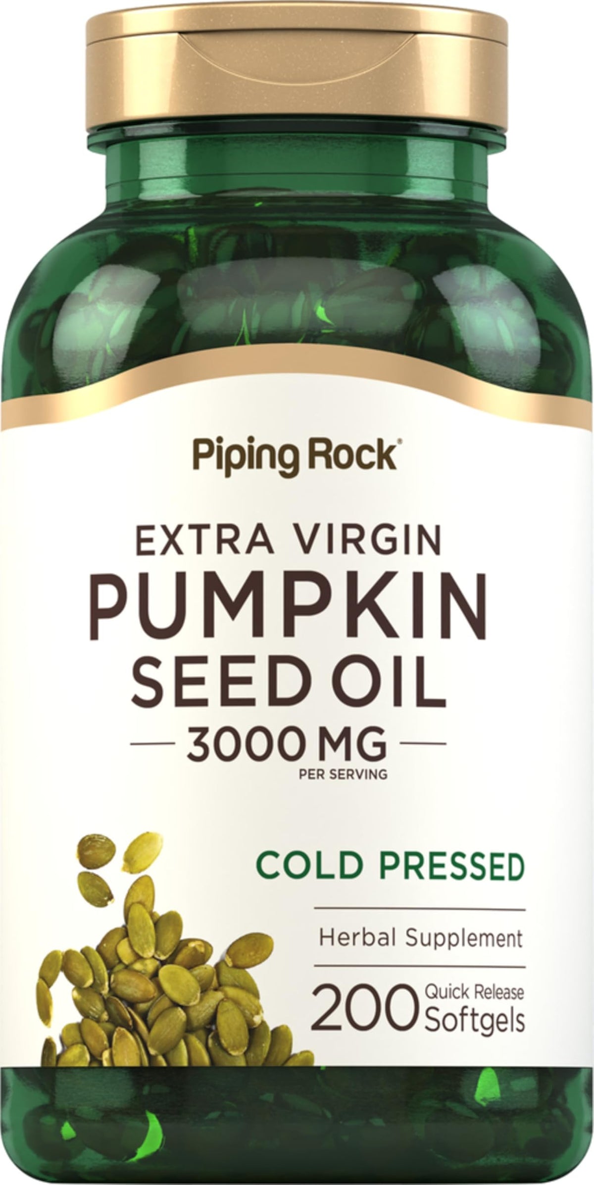 Piping Rock Huile de Graines de Citrouille Capsules 200 Comptes vue avant