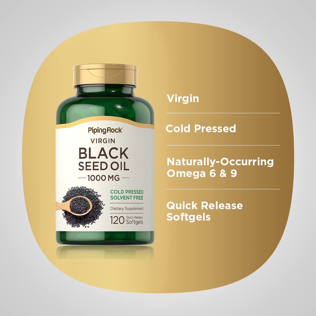 Piping Rock Huile de Graines Noires Capsules 1000mg arrière