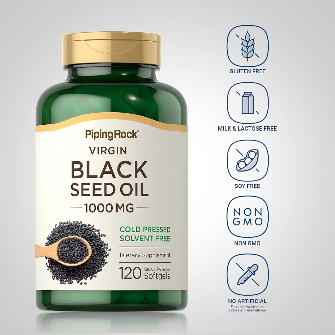 Piping Rock Huile de Graines Noires Capsules 1000mg dosage