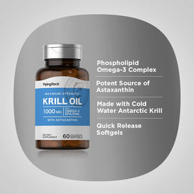 Piping Rock huile de krill 1000 mg gélules molles avec étiquette