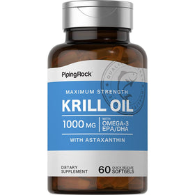 Piping Rock huile de krill 1000 mg gélules molles vue de face