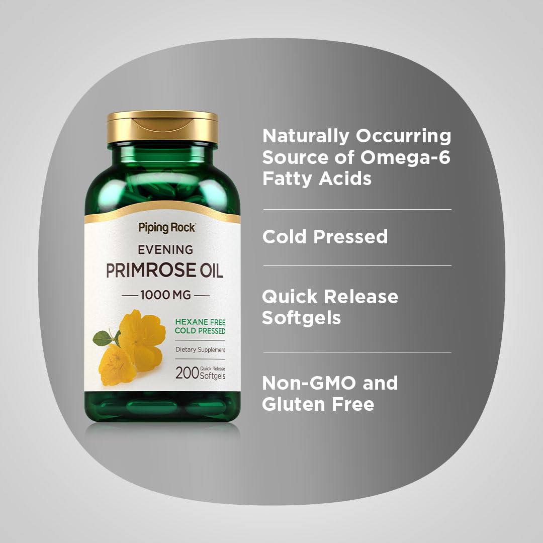 Piping Rock Huile de Onagre 1000mg gélules dosage details