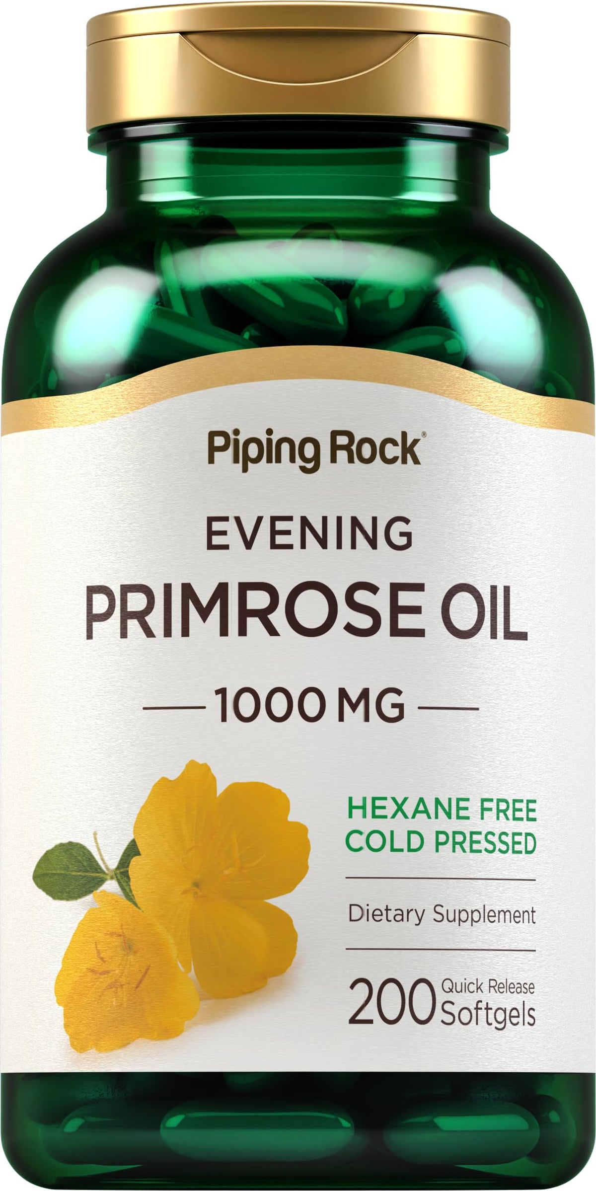 Piping Rock Huile de Onagre 1000mg gélules front view