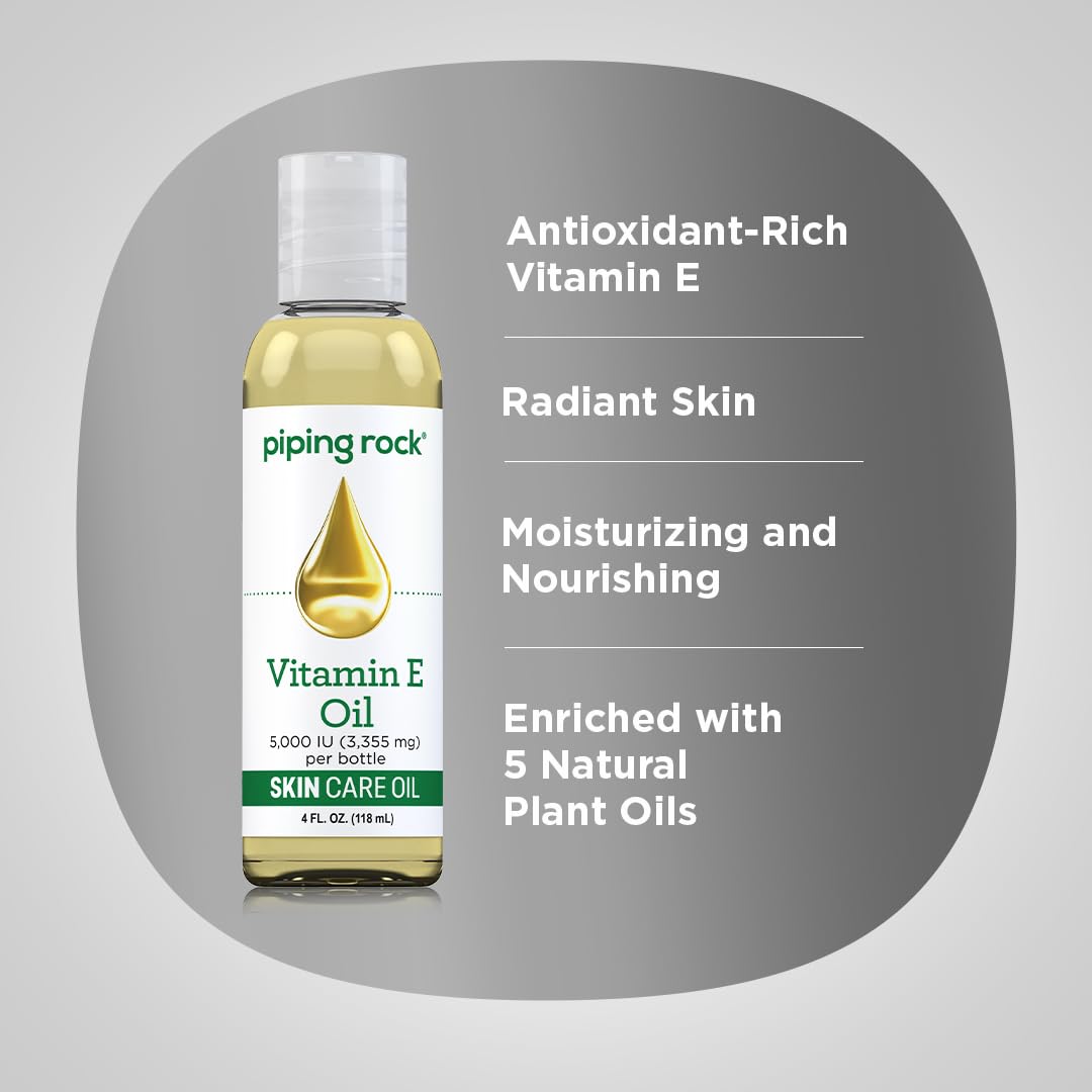 Piping Rock Huile de Vitamine E 5000 UI 118 ml en situation