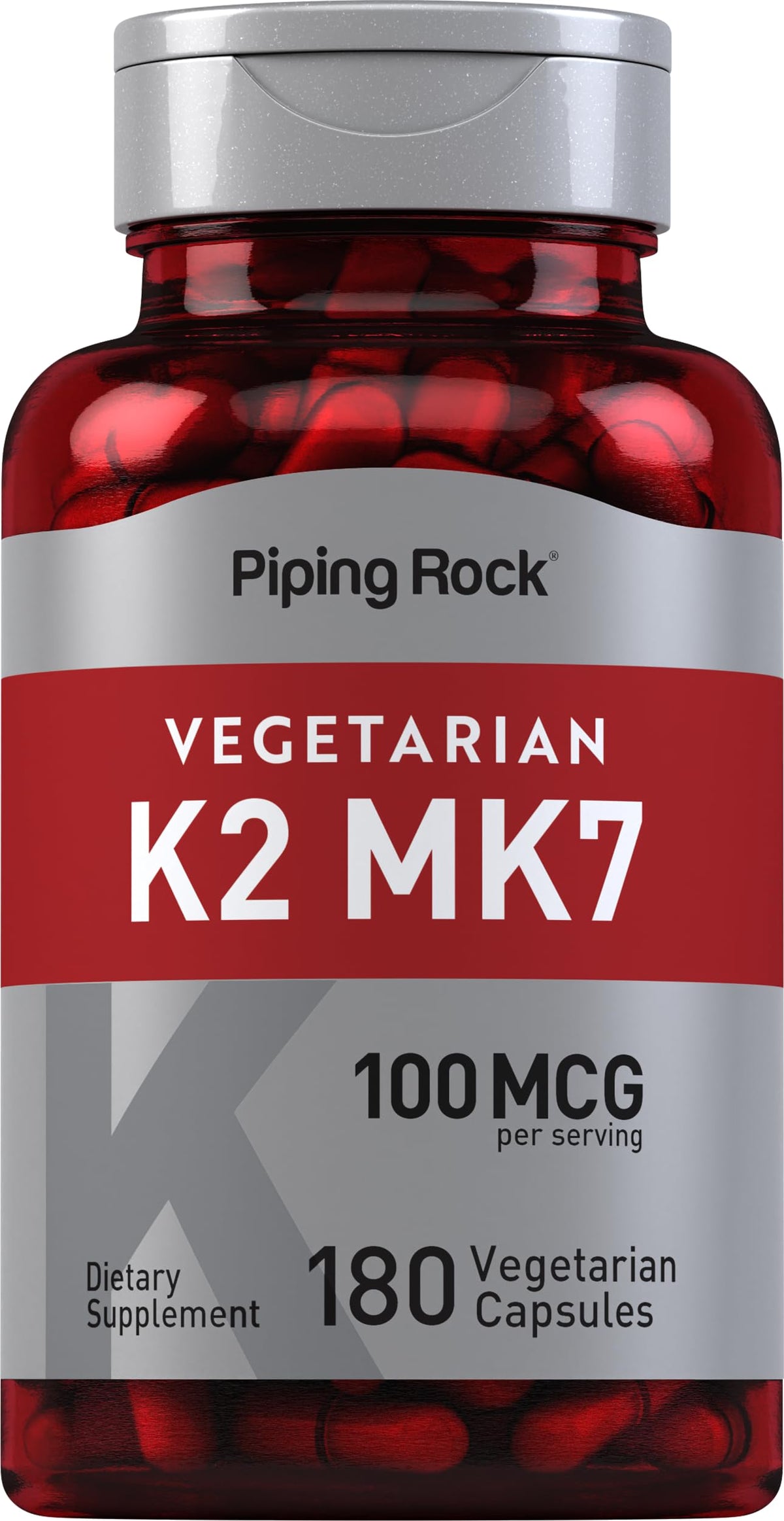 Piping Rock K2 MK7 100 mcg 180 gélules végétariennes vue avant