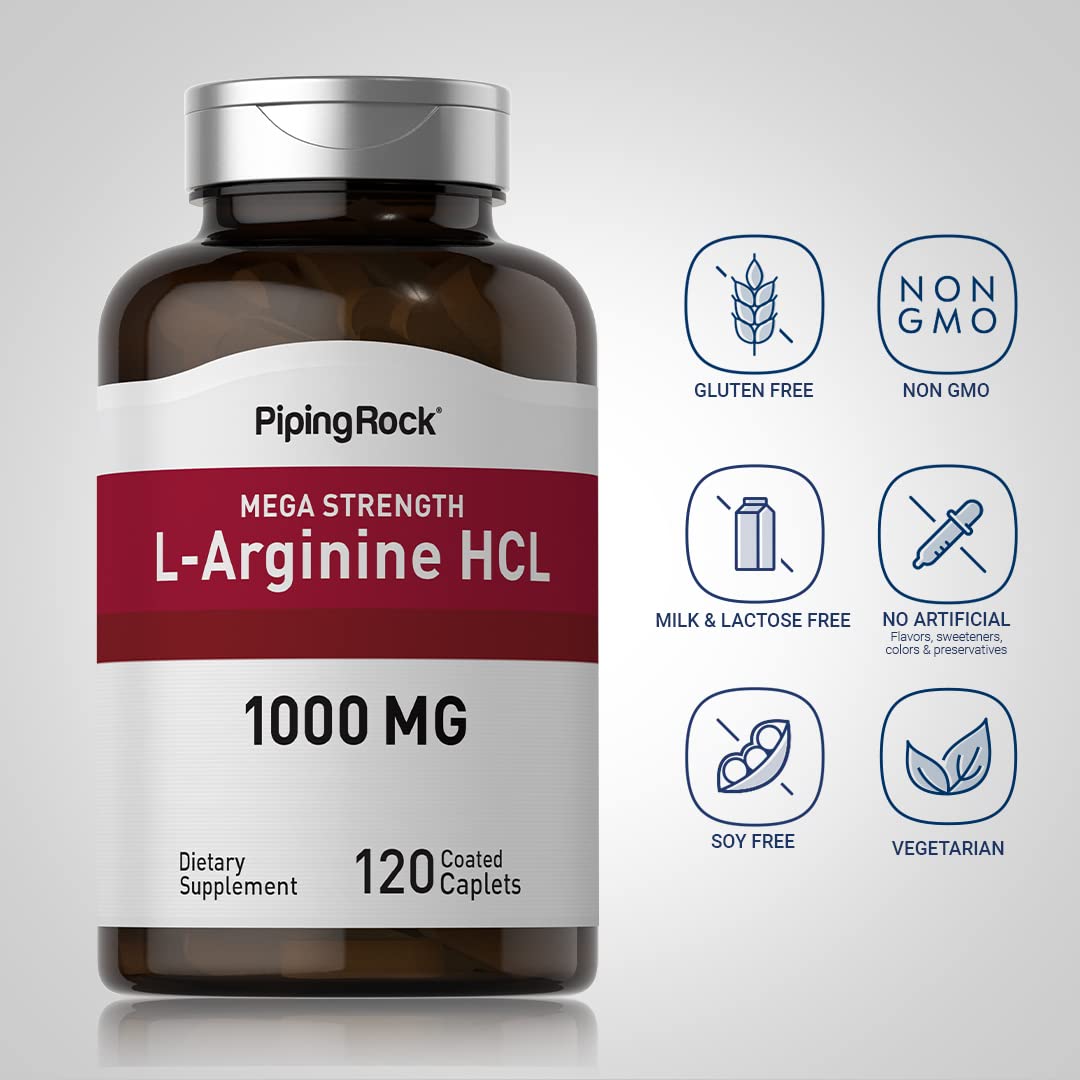 Piping Rock L-Arginine HCl 1000mg 120 comprimés vue arrière