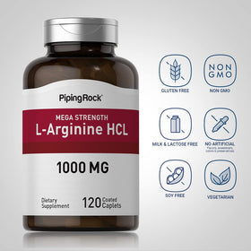 Piping Rock L-Arginine HCl 1000mg 120 comprimés vue arrière