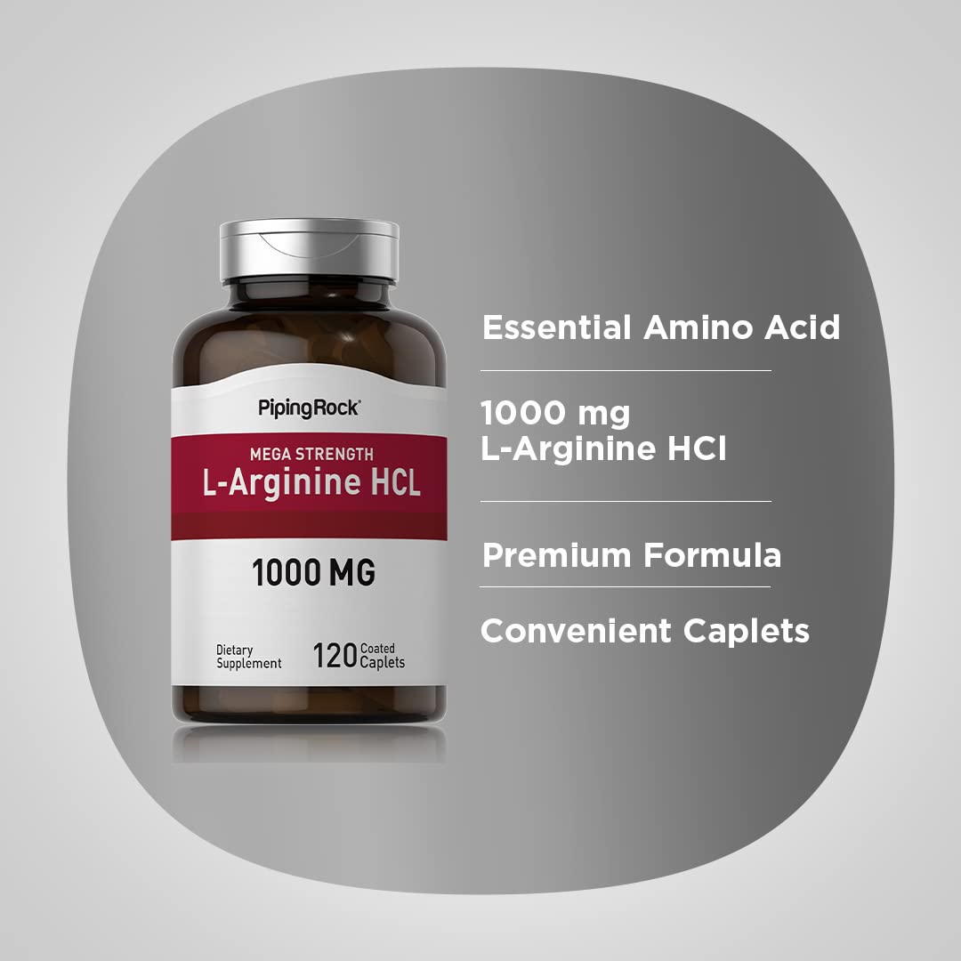 Piping Rock L-Arginine HCl 1000mg comprimés sur une table