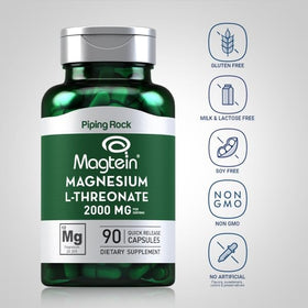 Piping Rock L-Thréonate de Magnésium 2000 mg Capsules avec étiquette