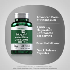 Piping Rock L-Thréonate de Magnésium 2000 mg Capsules ouvertes