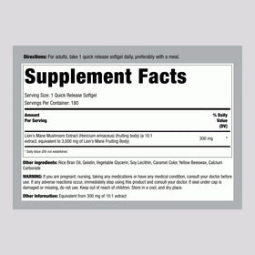 Piping Rock Lion's Mane 180 capsules softgel side view